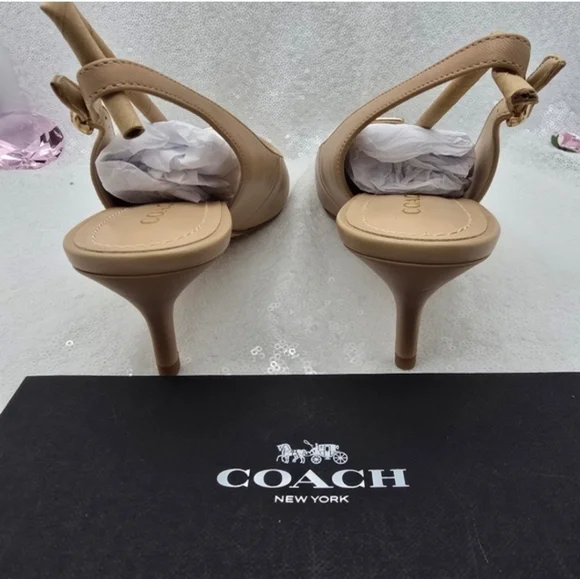 Coach Jillian Classic Slingback Closed Toe Low Heel Neutral Women's 9.5